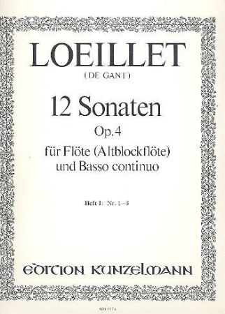 LOEILLET:12 SONATEN OP.4/ 1-3 HEFT 1 ALTBLOCKFLOTE