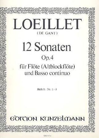 Slika LOEILLET:12 SONATEN OP.4/ 1-3 HEFT 1 ALTBLOCKFLOTE