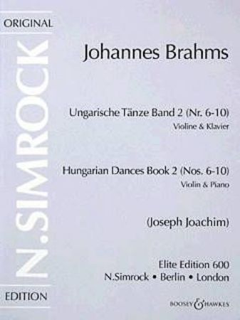 Slika BRAHMS:UNGARISCHE TANZE BD.2 NR.6-10 VIOLINE UND KLAVIER