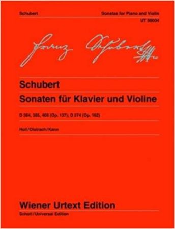 Slika SCHUBERT:SONATEN FUR VIOLINE UND KLAVIER D384,385,408,574