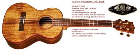 KALA TENOR UKULELE ACACIA SOLID KA-ASAC-TNT 10th Anniver incl.case