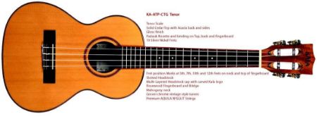 Slika KALA TENOR UKULELE KA-ATP-CTG Solid Cedar Top, Acacia Back, High Polis incl.case