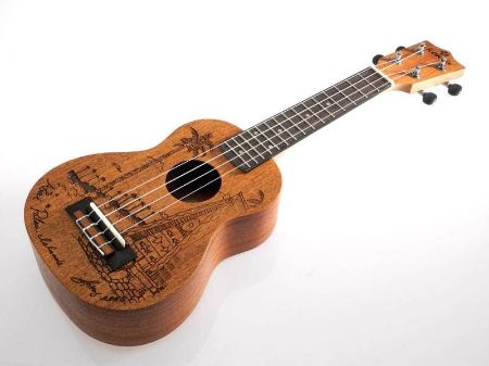 Koki'o sopran ukulele mahogany laser art w/bag