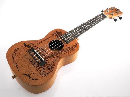 Koki'o concert ukulele mahogany laser art w/bag