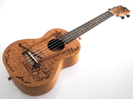Slika Koki'o tenor ukulele mahogany laser art w/bag