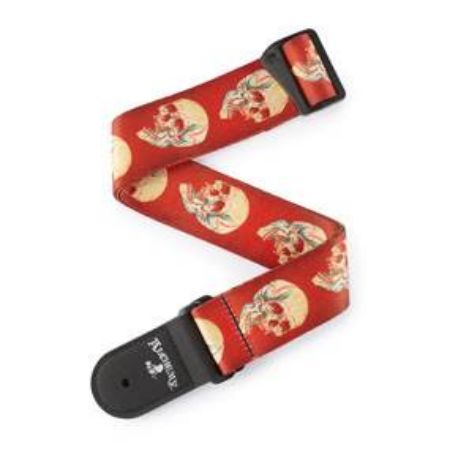 PAS ZA KITARO PLANET WAVES Alchemy Guitar Strap, Live Life Skull