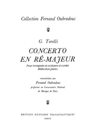 TORELLI/OUBRADOUS:CONCERTO EN RE-MAJEUR TROMPETE & PIANO