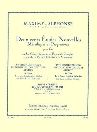 ALPHONSE:200 ETUDESW NOUVELLES MELODIQUES VOL.3 HORN