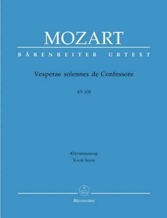MOZART:VESPERAE SOLENNES DE CONFESSORE KV339 VOCAL SCORE