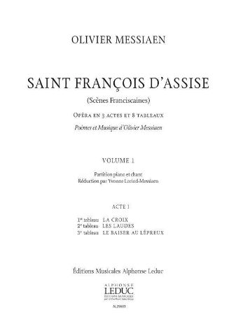 MESSIAEN:SAINT FRANCOIS D'ASSISE VOL.1 VOCAL SCORE