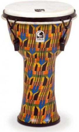 TOCA DJEMBE FREESTYLE MECHANICALLY TUNED 9'' Height: 16,5" (42 cm) Kente Cloth