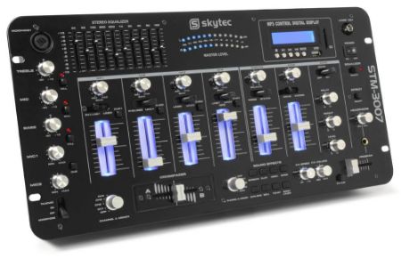 SKYTEC DJ MEŠALNA MIZA STM-3007 6-Channel Mixer SD/USB/MP3/LED/BT 19"