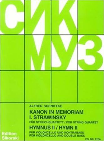 SCHNITTKE:KANON IN MEMORIAM HYMNUS II CELLO