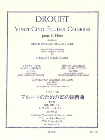 DROUET:25 (VINGT-CINQ) ETUDES CELEBRES POUR LA FLUTE