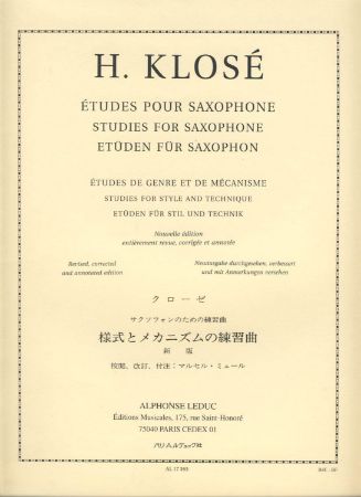 KLOSE H.:ETUDES DE GENRE ET DE MECANISME