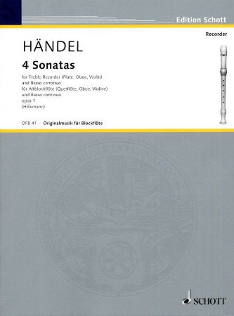 HANDEL:4 SONATAS FOR ALT RECORDER(FLUTE,OBOE,VIOLINE) AND PIANO OP.1
