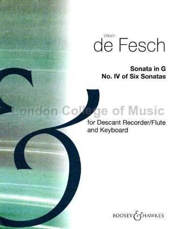 DE FESCH:SONATA IN G NO.IV OF SIX SONATAS FOR DESANT RECORDER