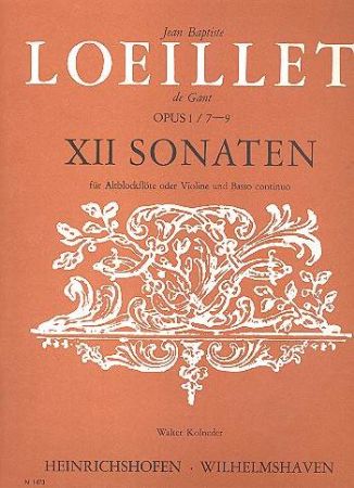 LOEILLET:12 SONATEN OP.1/ 7-9 FUR ALTBOLCKFLOTEN