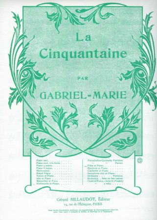 GABRIEL-MARIE:LA CINQUANTAINE FLUTE AND PIANO