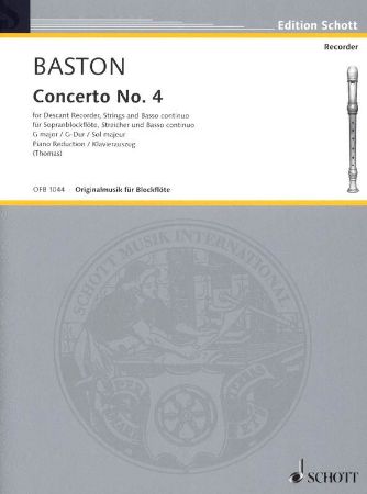 BASTON J:CONCERTO NO.4, G-DUR SOPRAN RECORDER AND PIANO