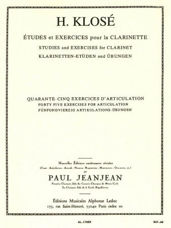 KLOSE:45 EXERCICES D'ARTICULATION CLARINET