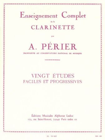 PERIER:VINGT(20) ETUDES FACILES ET PROGRESSIVES CLARINET