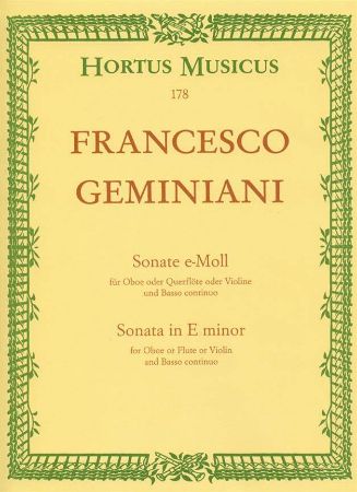 GEMINIANI:SONATA E-MOLL OBOE OBOE OR FLUTE OR VIOLIN AND PIANO