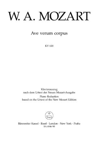 MOZART: AVE VERUM CORPUS K 618 VOCAL SCORE