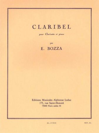 BOZZA:CLARIBEL CLARINETTE ET PIANO