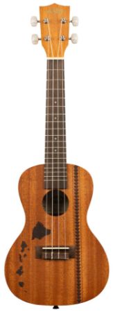 KALA KA-15C-H2 - Satin Mahogany Concert Ukulele with Hawaiian Islands and Tattoo