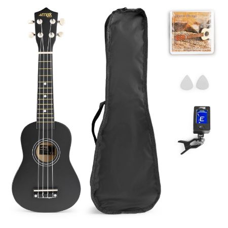 MAX UKEY SOPRAN UKULELE PACK inc.gigbag and tuner Black