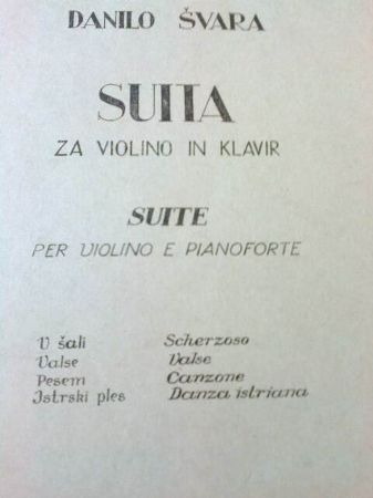 ŠVARA:SUITA ZA VIOLINO IN KLAVIR