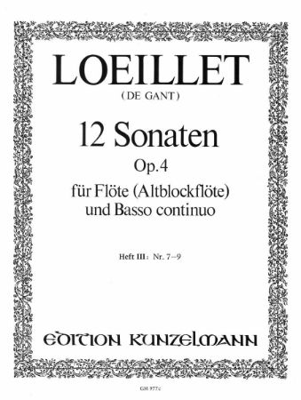 LOEILLET:12 SONATEN OP.4/7-9 HFT 3 ALTBLOCKFLOTE