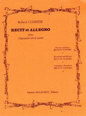 CLERISSE R:RECIT ET ALLEGRO CLARINETTE ET PIANO