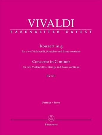 VIVALDI:CONCERTO FOR TWO VIOLONCELLOS,STRINGS AND BASSO CON.RV531 G-MOLL SCORE