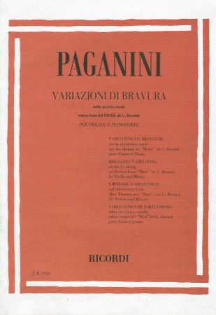 PAGANINI:VARIAZIONI DI BRAVURA PER VIOLINO E PIANOFORTE