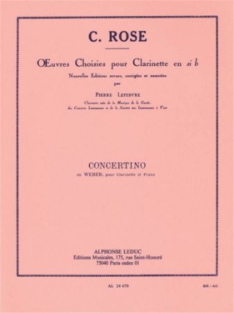 ROSE:CONCERTINO POUR CLARINETTE ET PIANO