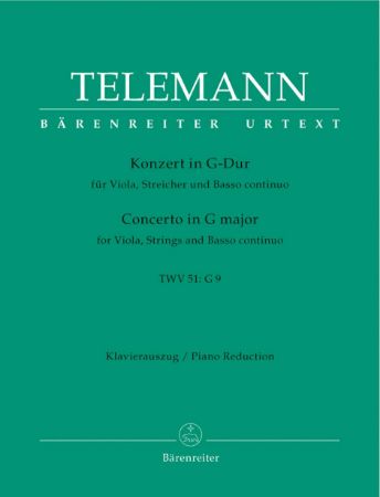 TELEMANN:CONCERTO IN G-DUR TWV 51:G9 VIOLA AND PIANO