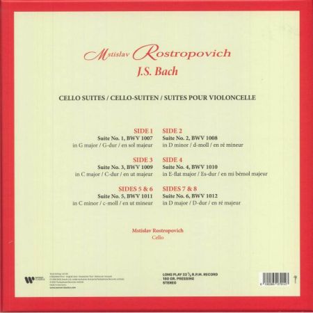 BACH J.S.:CELLO SUITES/MSTISLAV ROSTROPOVICH (DELUXE) 4LP