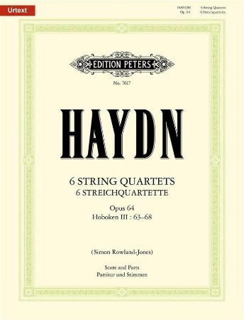 HAYDN:6 STRING QUARTETS OP.64 HOBOKEN III:63-68 SCORE AND PARTS