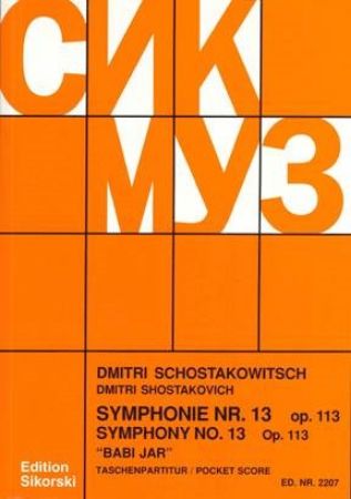 SHOSTAKOVICH:SYMPHONY NO.13 "BABI YAR" STUDY SCORE