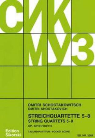 SHOSTAKOVICH:SRTING QUARTETS 5-8 STUDY SCORE