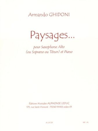 GHIDONI:PAYSAGES FOR SAXOPHONE ALTO AND PIANO