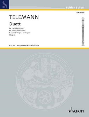 TELEMANN:DUETT B-DUR FOR 2 TREBLE RECORDERS (ALT)