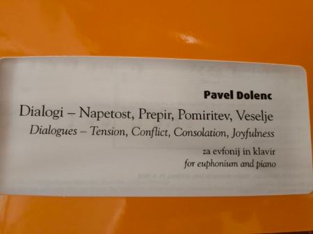 DOLENC:DIALOGI-NAPETOST-PREPIR-POMIRITEV-VESELJE ZA EVFONIJ IN KLAVIR