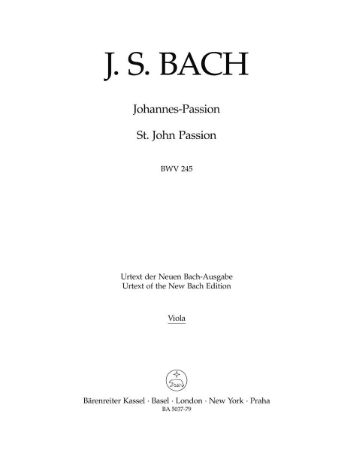 BACH J.S.:ST.JOHN PASSION BWV 245 VIOLA