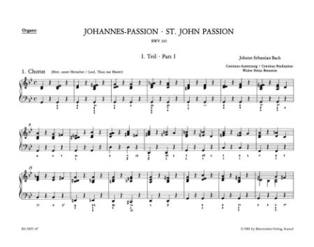 BACH J.S.:ST.JOHN PASSION BWV 245 ORGANO