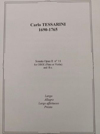 TESSARINI:SONATA OP.2 NO.11 FOR OBOE (FLUTE OR VIOLIN) AND B.C.