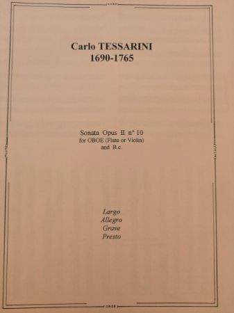 TESSARINI:SONATA OP.2 NO.10 FOR OBOE (FLUTE OR VIOLIN) AND B.C.