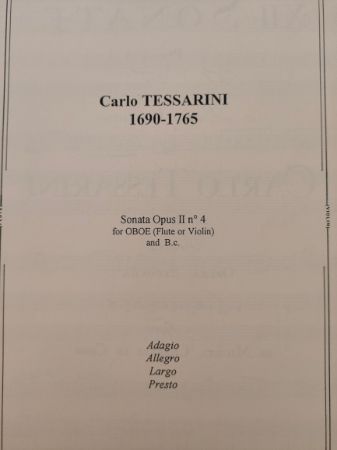 TESSARINI:SONATA OP.2 NO.4 FOR OBOE (FLUTE OR VIOLIN) AND B.C.